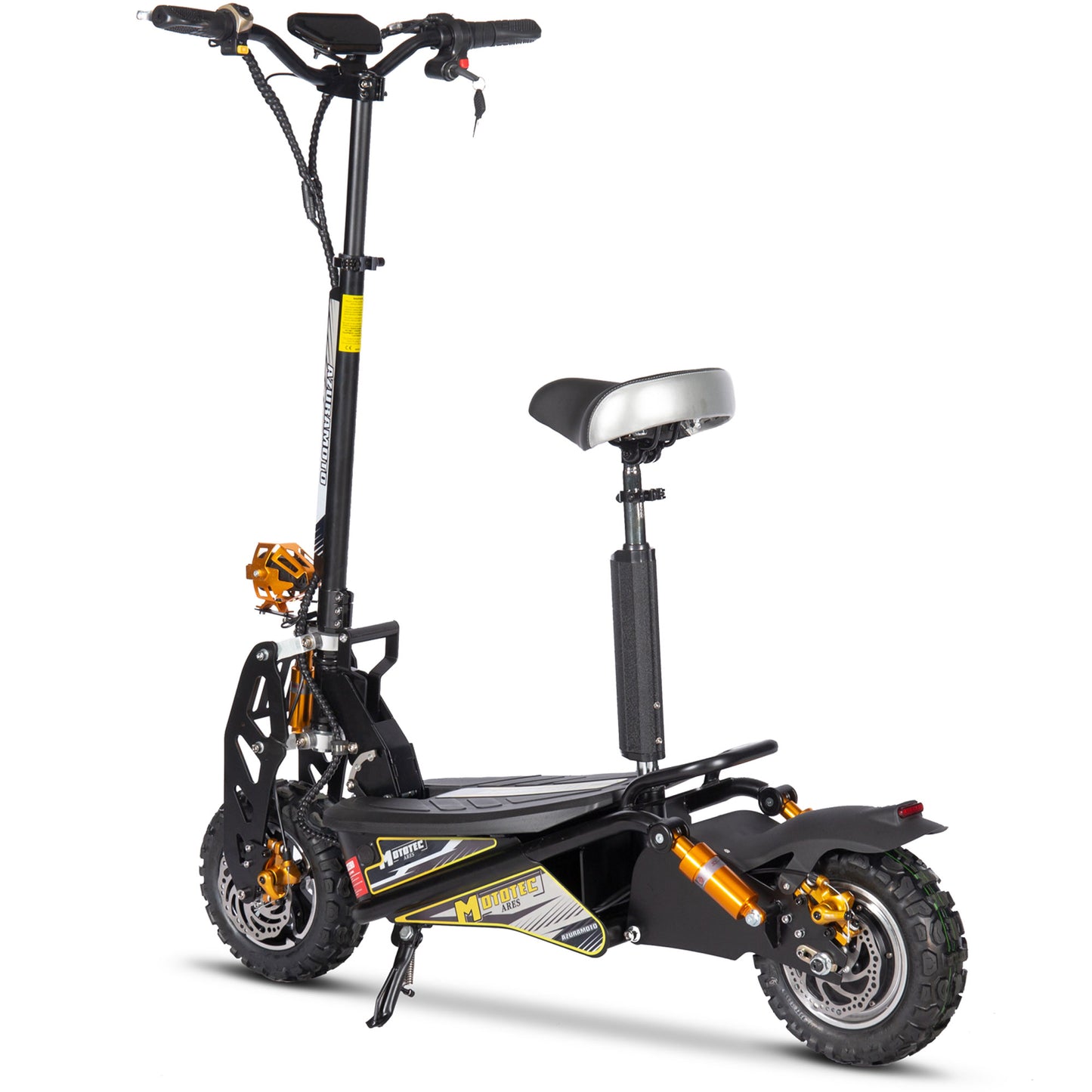 MotoTec Ares 48v 1600w Electric Scooter Black, Top Speed: 28 MPH