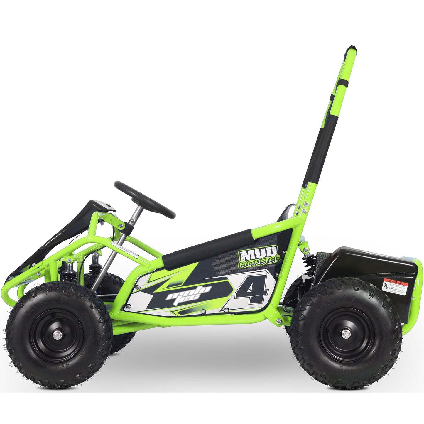 MotoTec Mud Monster Kids Electric 48v 1000w Go Kart Full Suspension Green, Top Speed: 10mph, 20mph Selectable Speed (weight dependent)
