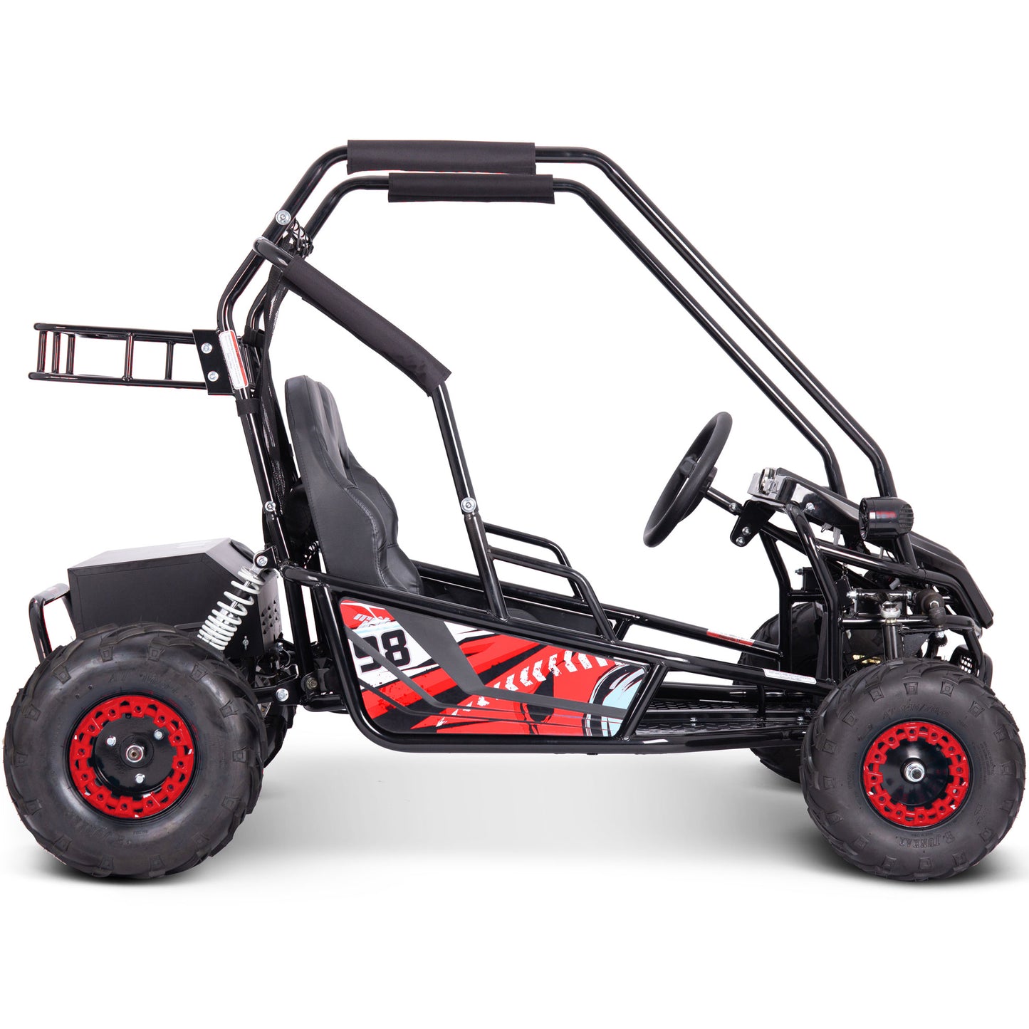 MotoTec Mud Monster XL 60v 2000w Electric Go Kart Full Suspension Red, Top Speed: 25mph (10-20-25 selectable speeds)