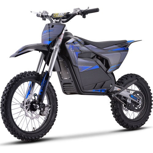 MotoTec 72v Pro Electric Dirt Bike 5000w Lithium Blue, Top Speed: 50 MPH