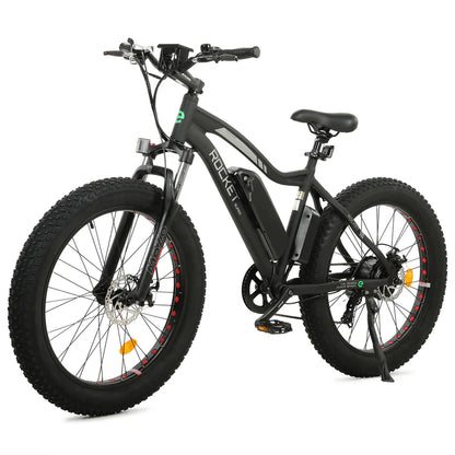 UL Certified-Ecotric Rocket Fat Tire Beach Snow Electric Bike - Matt Black, Top Speed: 20 mph