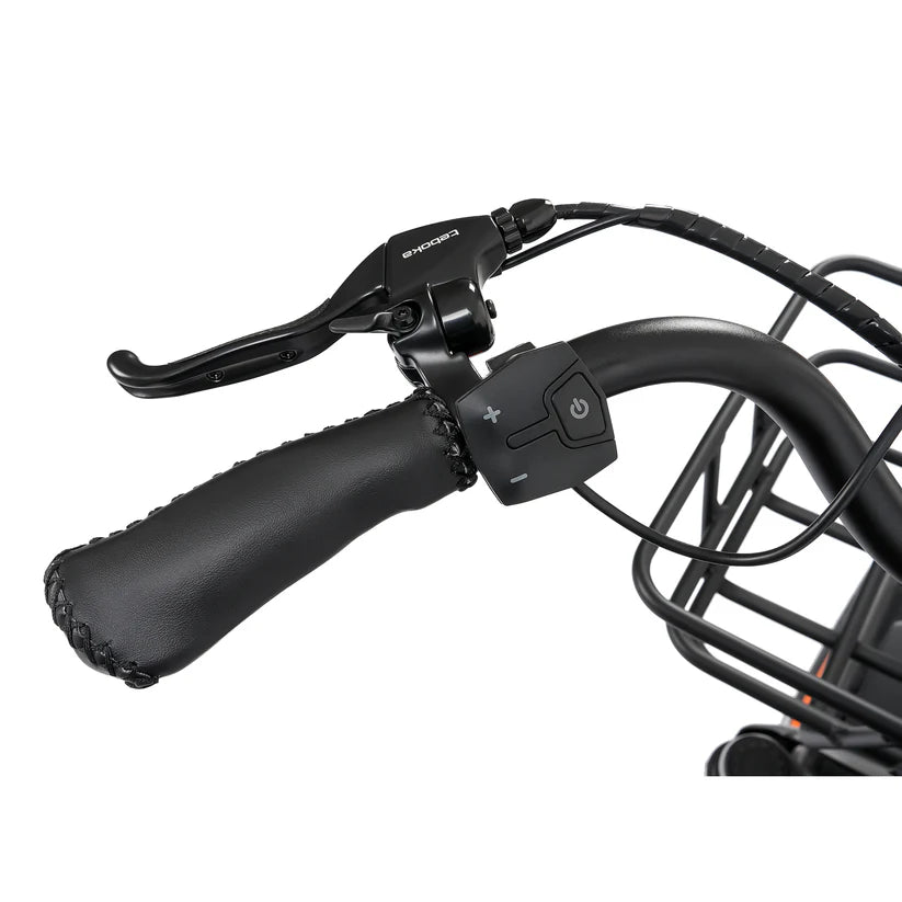 Ecotric 48V 24"x4.0 Front 20"x4.0 Rear Tires Tricycle electric bike with Front Basket + Rear Rack, Top Speed - 26MPH