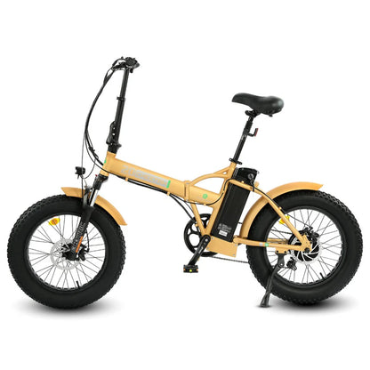 Ecotric 48V Gold portable and folding fat ebike with LCD display, Top Speed: 20 mph