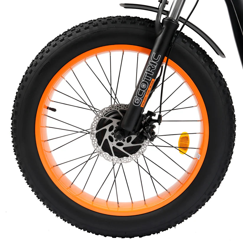 Ecotric 48V 24"x4.0 Front 20"x4.0 Rear Tires Tricycle electric bike with Front Basket + Rear Rack, Top Speed - 26MPH