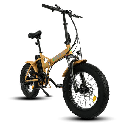 Ecotric 48V Gold portable and folding fat ebike with LCD display, Top Speed: 20 mph