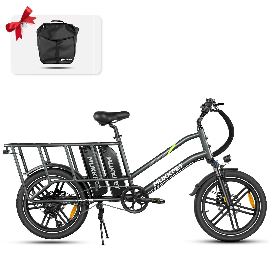 Mukkpet Stepwagon Dual-Battery Cargo E-Bike, Top Speed - 28mph