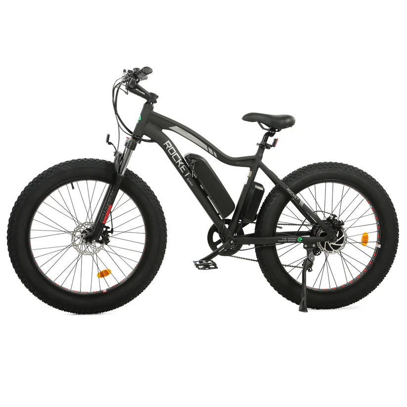 UL Certified-Ecotric Rocket Fat Tire Beach Snow Electric Bike - Matt Black, Top Speed: 20 mph