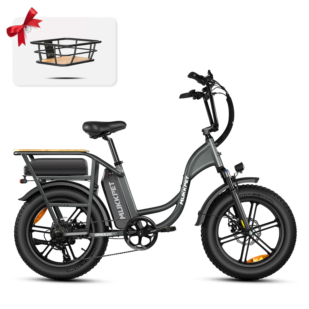 Mukkpet Breeze Dual-Battery Cargo eBike, Max Speed - 28MPH