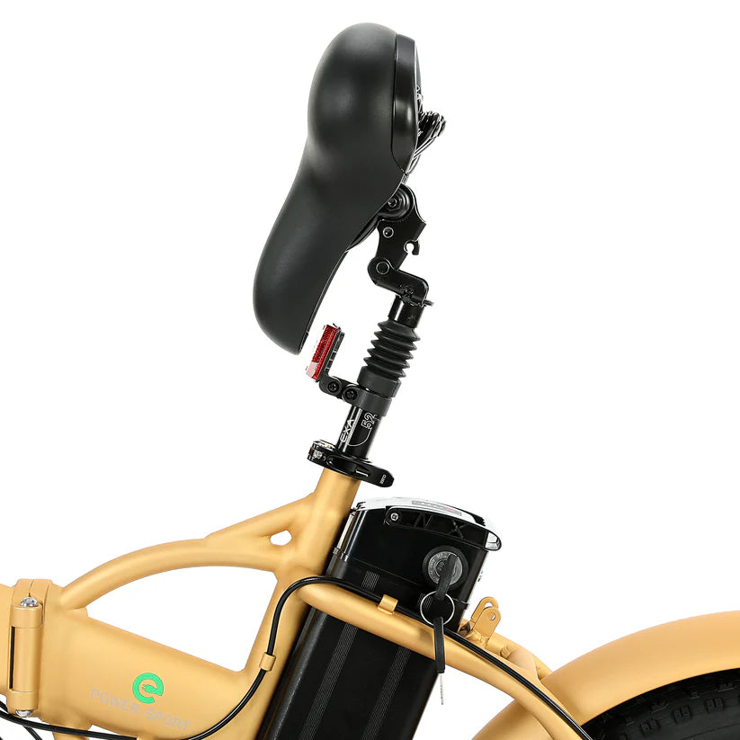 Ecotric 48V Gold portable and folding fat ebike with LCD display, Top Speed: 20 mph