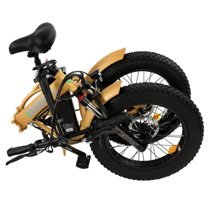 Ecotric 48V Gold portable and folding fat ebike with LCD display, Top Speed: 20 mph