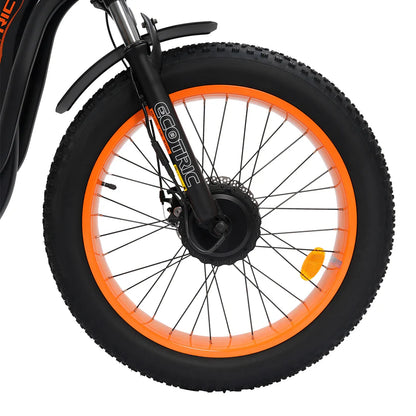 Ecotric 48V 24"x4.0 Front 20"x4.0 Rear Tires Tricycle electric bike with Front Basket + Rear Rack, Top Speed - 26MPH