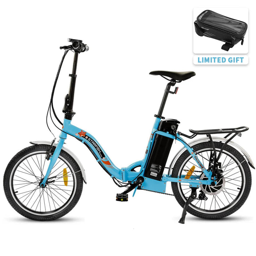 UL Certified-Ecotric 20inch Blue Starfish portable and folding electric bike, Top Speed: 20 mph