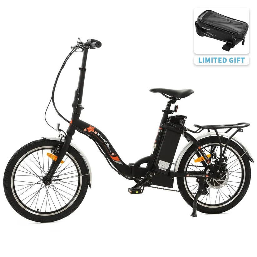 UL Certified-Ecotric Starfish 20inch portable and folding electric bike - Matt Black, Top Speed: 20 mph