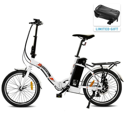 UL Certified-Ecotric Starfish 20 inches portable and folding electric bike - White, Top Speed: 20 mph