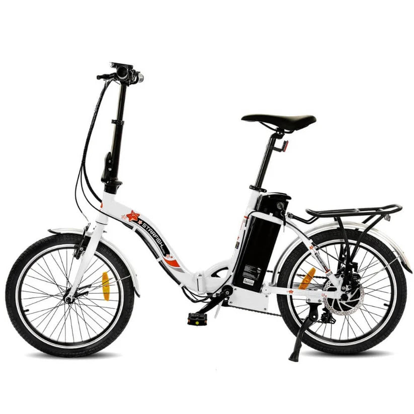 UL Certified-Ecotric Starfish 20 inches portable and folding electric bike - White, Top Speed: 20 mph