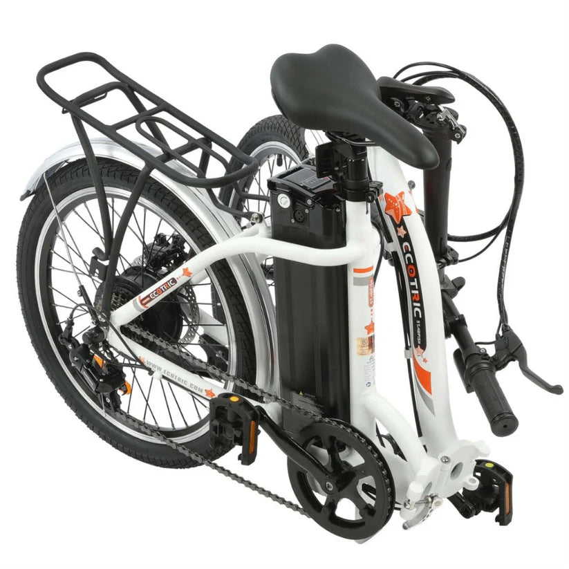UL Certified-Ecotric Starfish 20 inches portable and folding electric bike - White, Top Speed: 20 mph