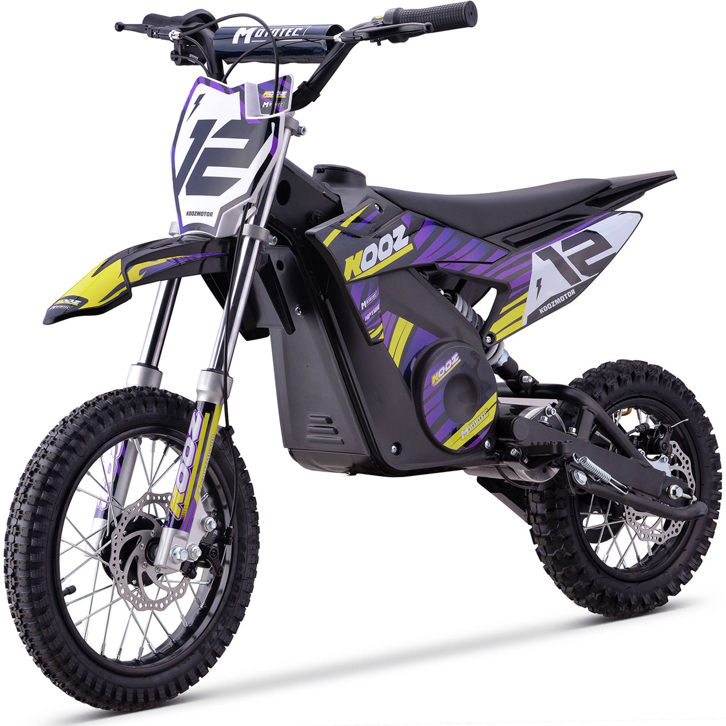 MotoTec 36v 1000w (HP112E) Electric Dirt Bike Purple, Adjustable Speed Settings: Choose from 5, 7.5, or 15.5 mph
