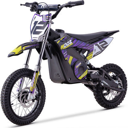 MotoTec 36v 1000w (HP112E) Electric Dirt Bike Purple, Adjustable Speed Settings: Choose from 5, 7.5, or 15.5 mph