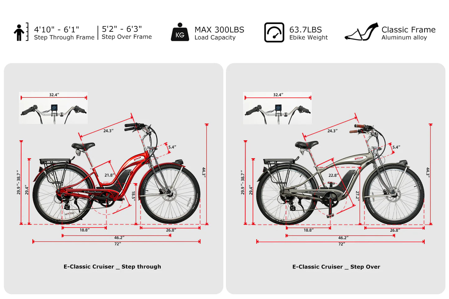 Young Electric E-Classic Cruiser 26" Retro eBike | 500W Motor, Up to 58 miles, Max Speed - 20 MPH