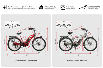 Young Electric E-Classic Cruiser 26" Retro eBike | 500W Motor, Up to 58 miles, Max Speed - 20 MPH