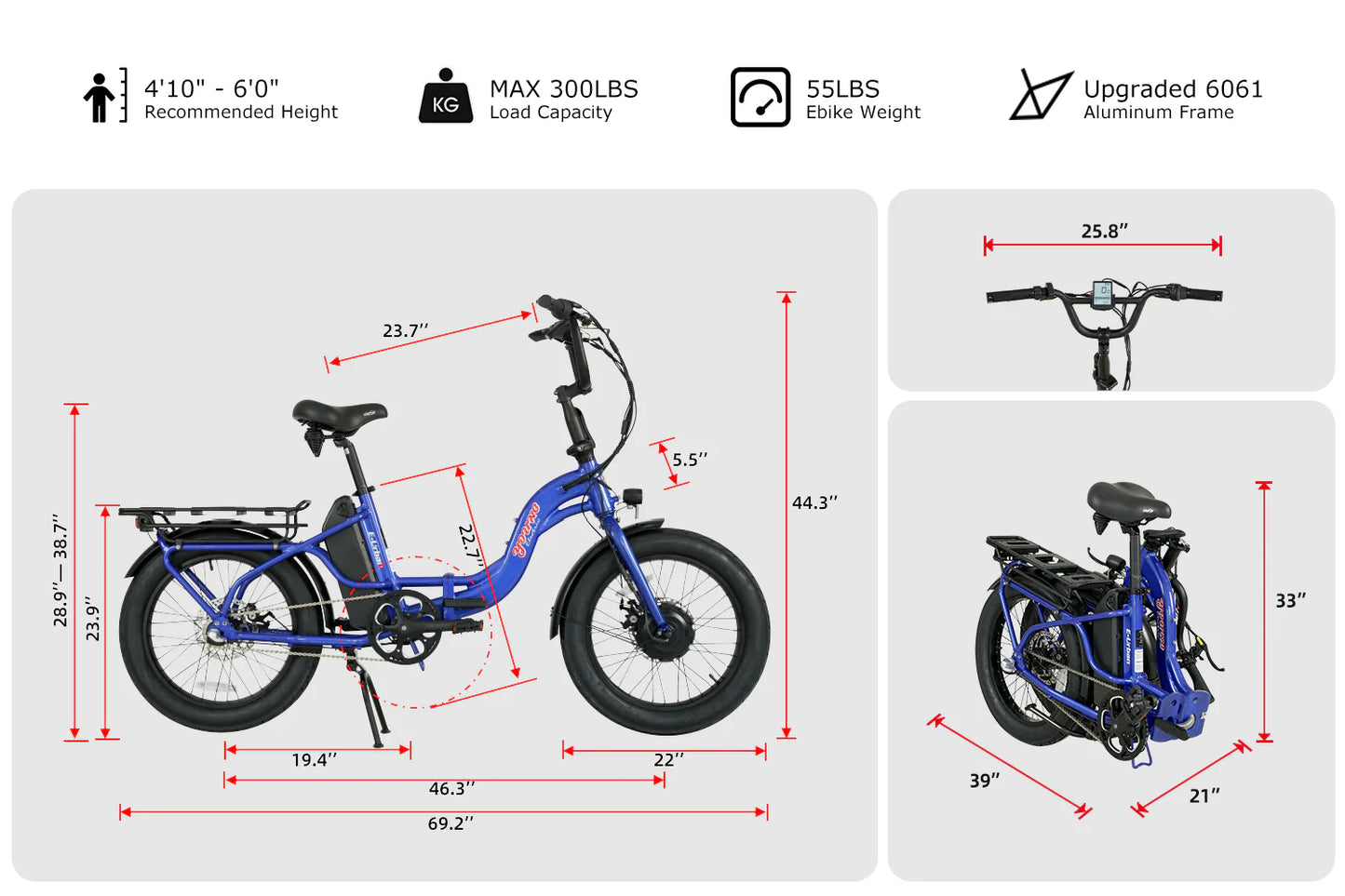 Young Electric E-Urban 500W Lightweight Folding eBike | 20'' All-terrain Fat Tire With 480Wh LG Battery | Internal Gear Hub, Top Speed - 20MPH