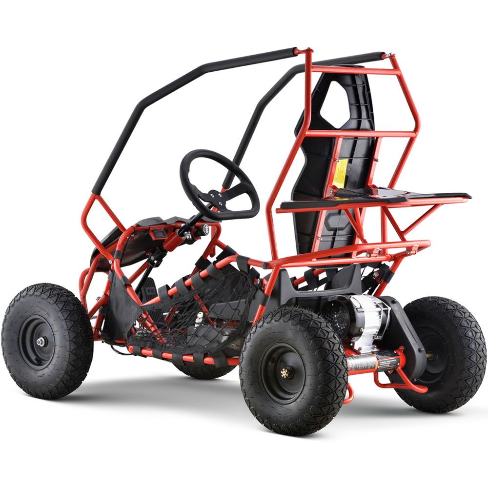 MotoTec Maverick Go Kart 36v 1000w Red, Adjustable Speeds: 10mph, 15mph (20mph when optional plug is disconnected)