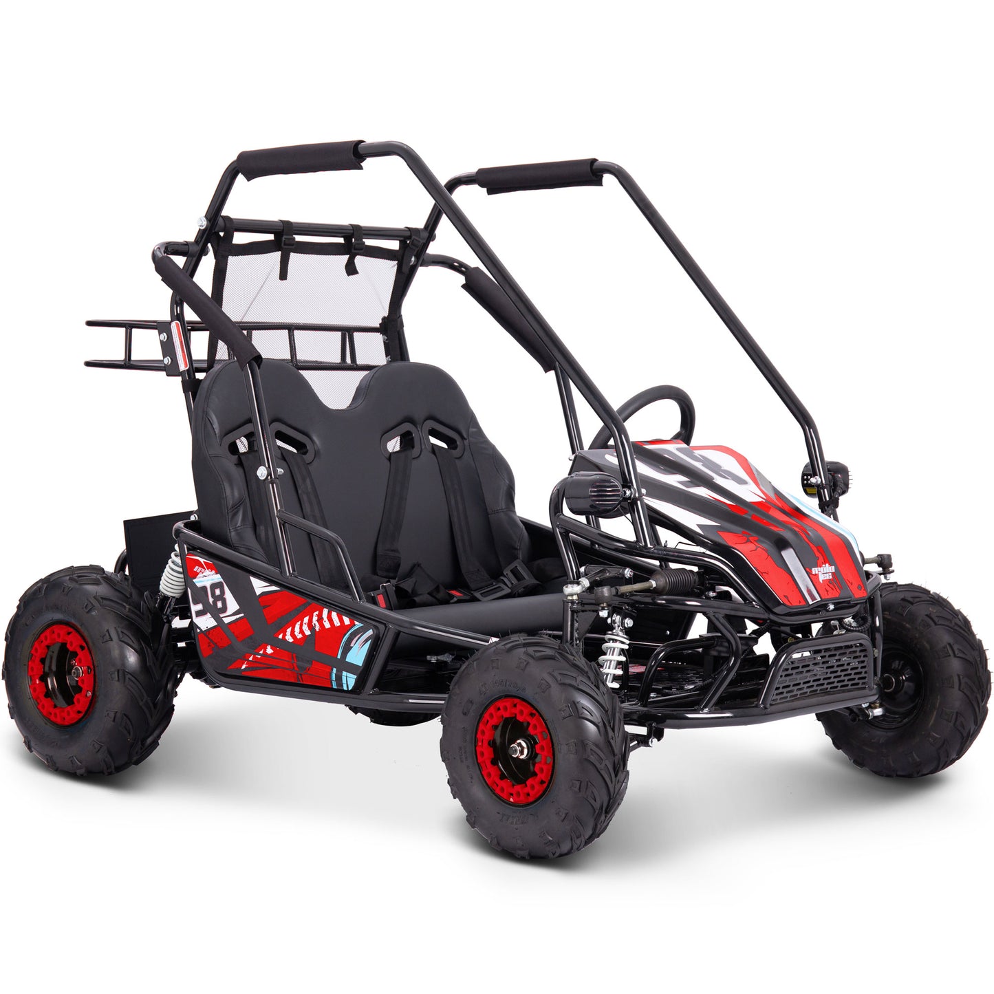 MotoTec Mud Monster XL 60v 2000w Electric Go Kart Full Suspension Red, Top Speed: 25mph (10-20-25 selectable speeds)