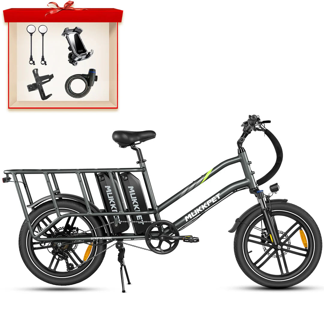 Mukkpet Stepwagon Dual-Battery Cargo E-Bike, Top Speed - 28mph